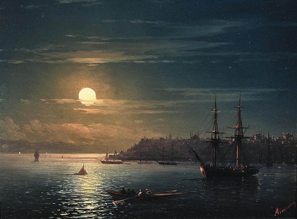 Iván Aivazovsky: "Constantinopla a la luz de la luna" (ca. 1860). |  Imagen:  