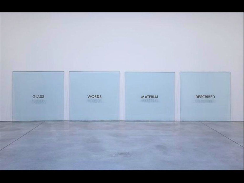     "Palabras de vidrio materializadas" ("Glass Words Materialized") 1966-1967.   |  Img: Joseph Kosuth