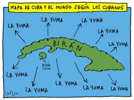 Mapa de Cuba rodeada de Yuma por todas partes.