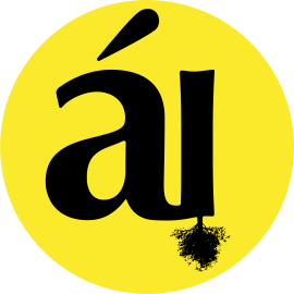 Logo de Árbol Invertido. Amarillo y negro